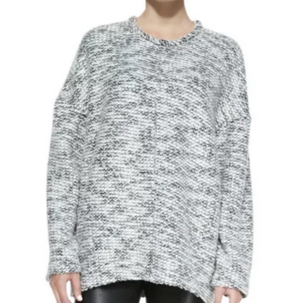 Helmut Lang Grey Black White Sweater Small Oversized Marled Chunky Knit